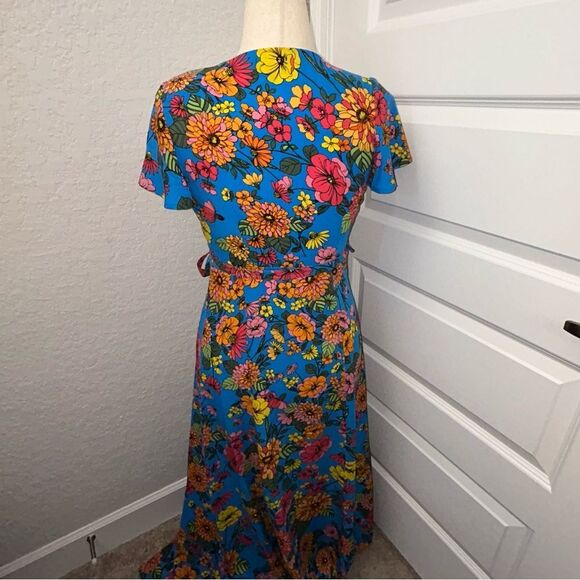 New, Sugarlips Twiggy Floral Lunar Print Full Wrap Short Sleeve Maxi Dress - Picture 3 of 13